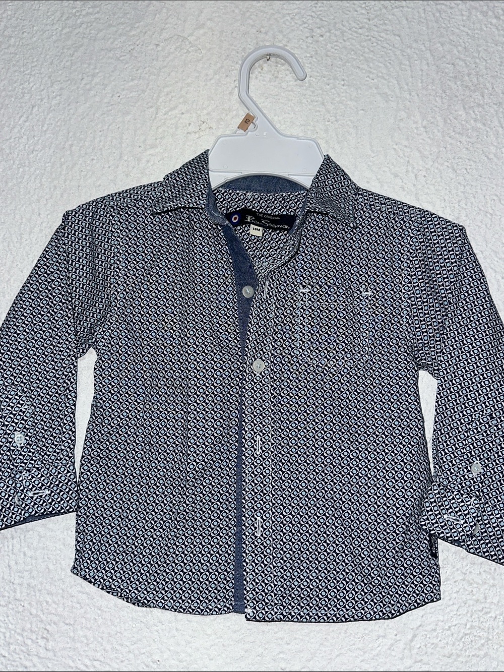 Ben Sherman Navy and White Geo Print Button-Down Shirt